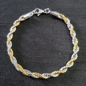 Stainless steel gold & silver rope chain bracelet